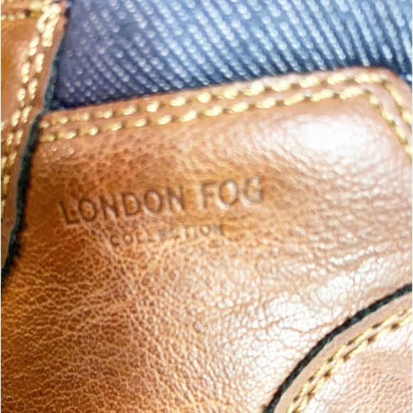 London Fog Collection Brown Leather Denim Boots Toddler Boys Size 12M - Picture 5 of 9